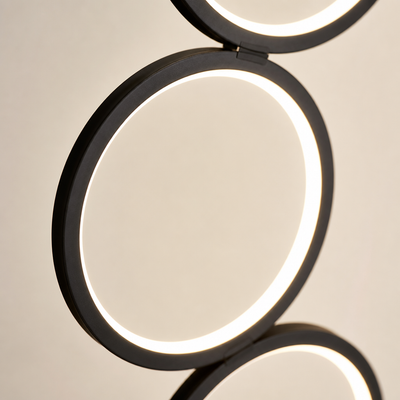 Minimalist Black Acrylic LED Multi-Ring Floor Lamp
