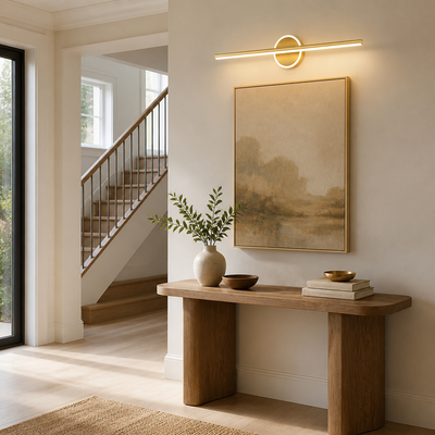 Minimalist Black & Gold LED Shadow-Free Wall Sconce