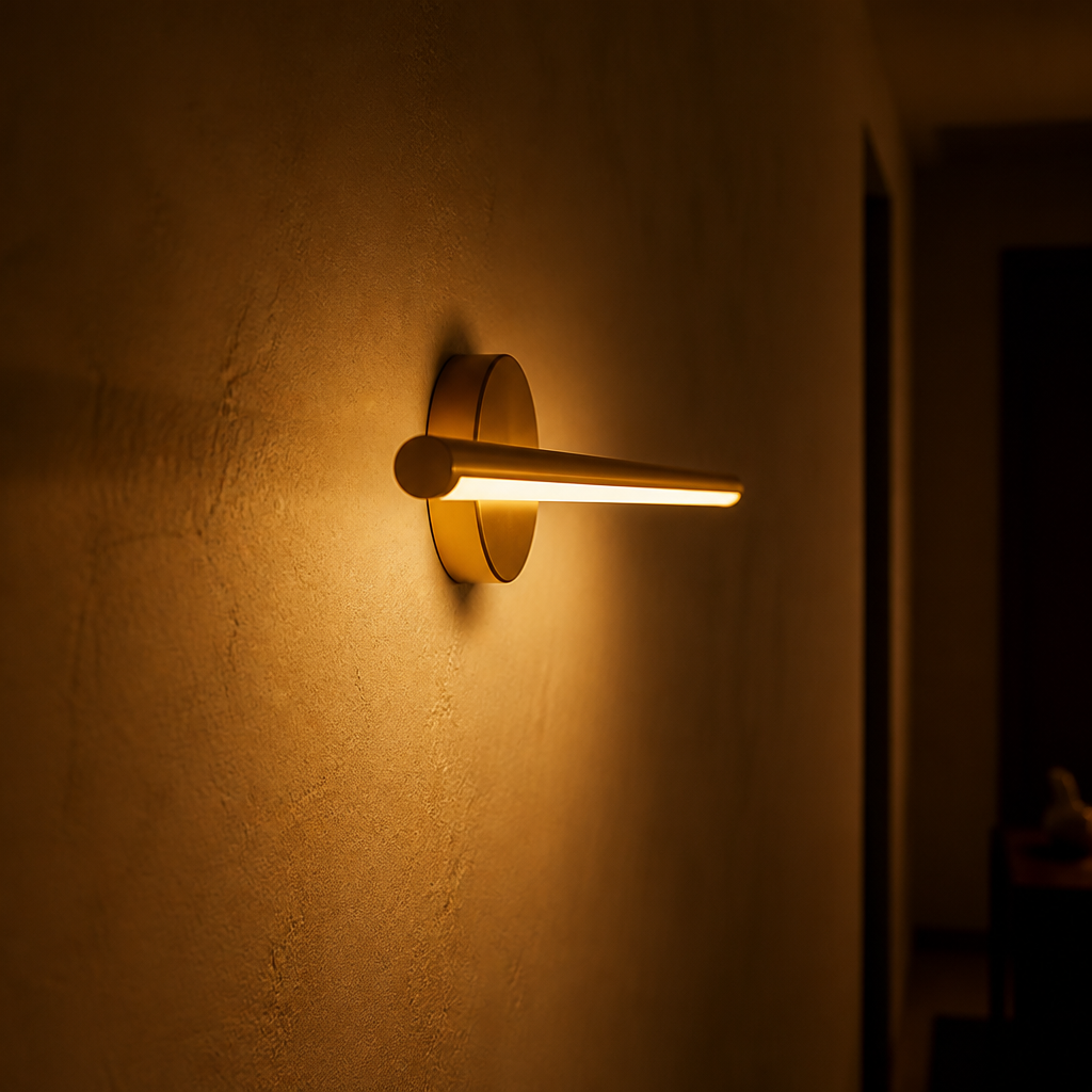 Minimalist Black & Gold LED Shadow-Free Wall Sconce