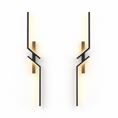 Minimalist Black & Gold LED Strip Wall Sconce