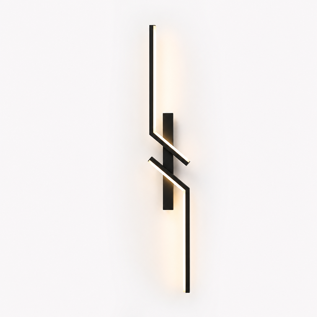 Minimalist Black & Gold LED Strip Wall Sconce