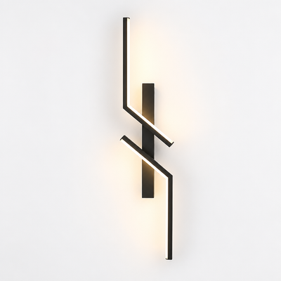 Minimalist Black & Gold LED Strip Wall Sconce