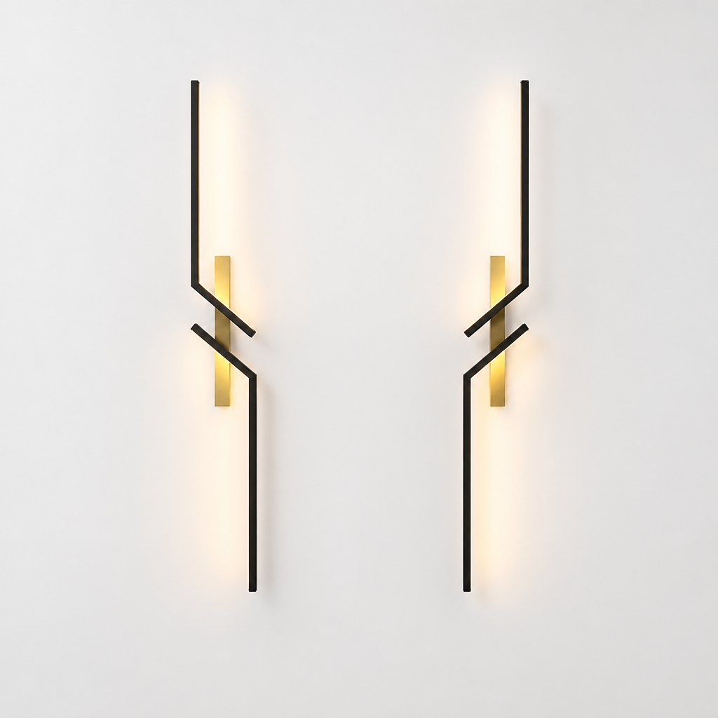 Minimalist Black & Gold LED Strip Wall Sconce