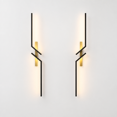 Minimalist Black & Gold LED Strip Wall Sconce