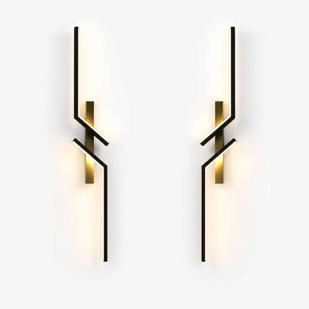 Minimalist Black & Gold LED Strip Wall Sconce