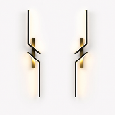 Minimalist Black & Gold LED Strip Wall Sconce