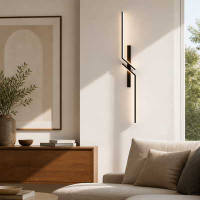 Minimalist Black & Gold LED Strip Wall Sconce