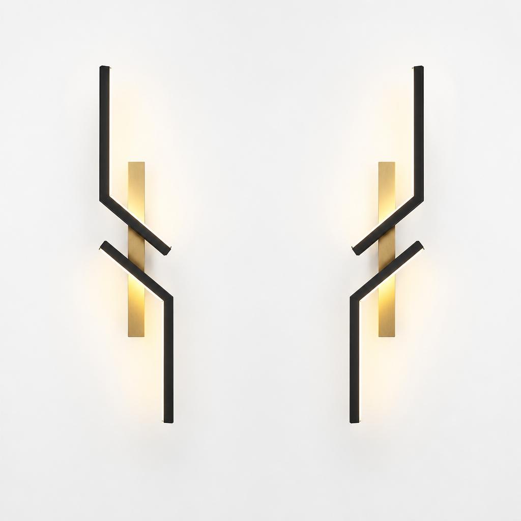 Minimalist Black & Gold LED Strip Wall Sconce