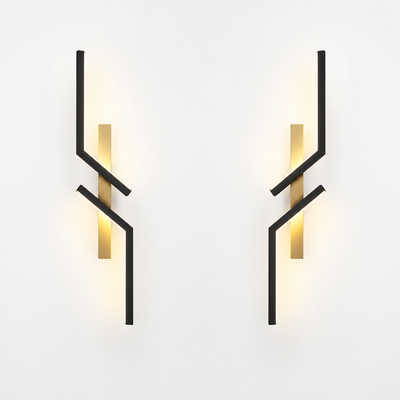 Minimalist Black & Gold LED Strip Wall Sconce