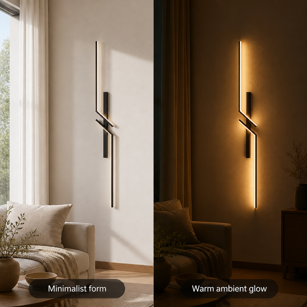 Minimalist Black & Gold LED Strip Wall Sconce
