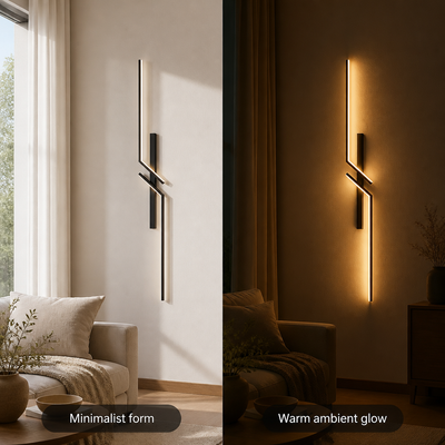 Minimalist Black & Gold LED Strip Wall Sconce