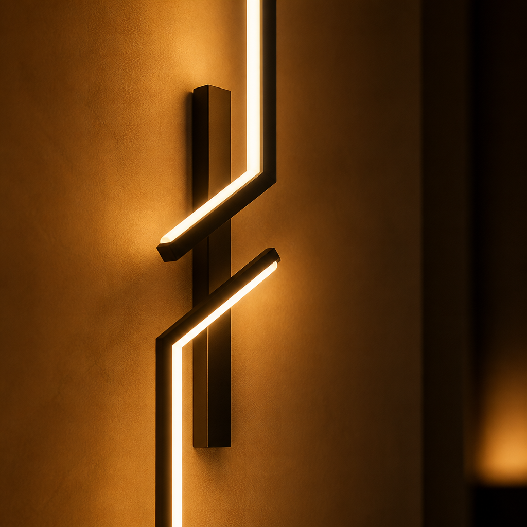 Minimalist Black & Gold LED Strip Wall Sconce