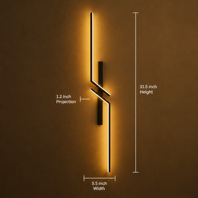 Minimalist Black & Gold LED Strip Wall Sconce