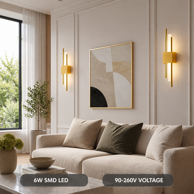Minimalist Black-Gold LED Wall Sconce