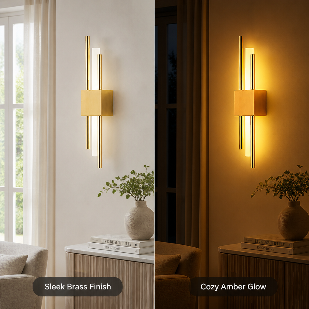 Minimalist Black-Gold LED Wall Sconce