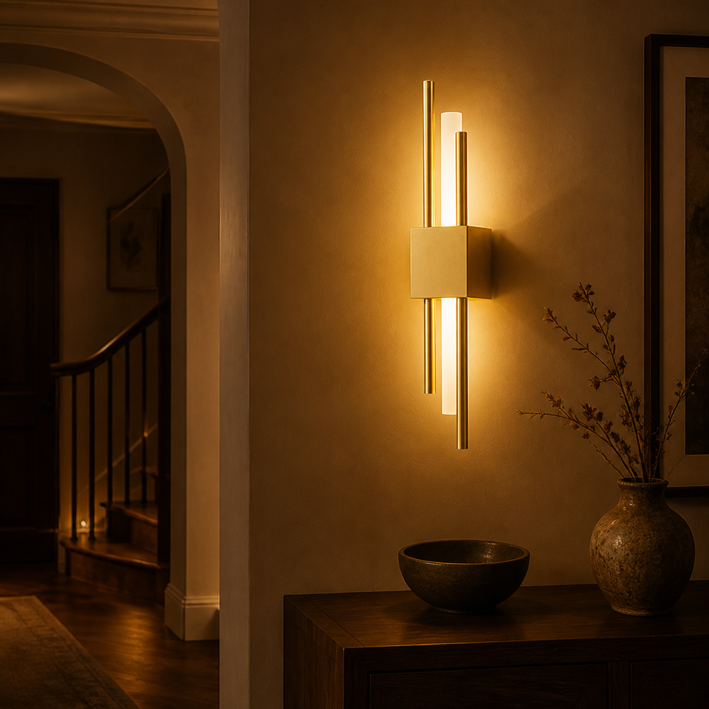 Minimalist Black-Gold LED Wall Sconce