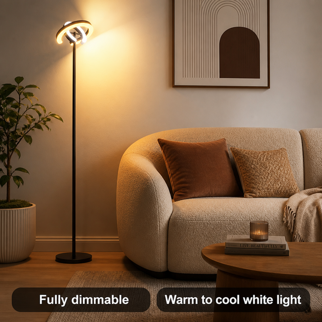 Minimalist Black LED Dual-Head Floor Lamp