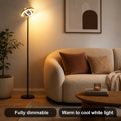 Minimalist Black LED Dual-Head Floor Lamp