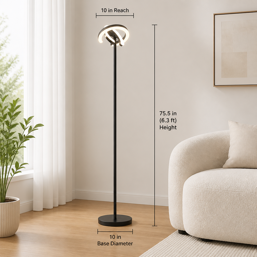 Minimalist Black LED Dual-Head Floor Lamp