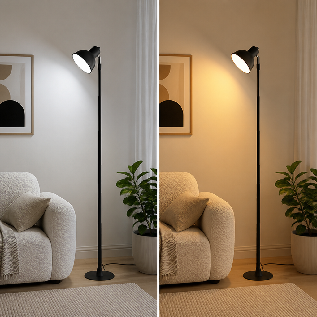 Minimalist Black Metal LED Adjustable Floor Lamp