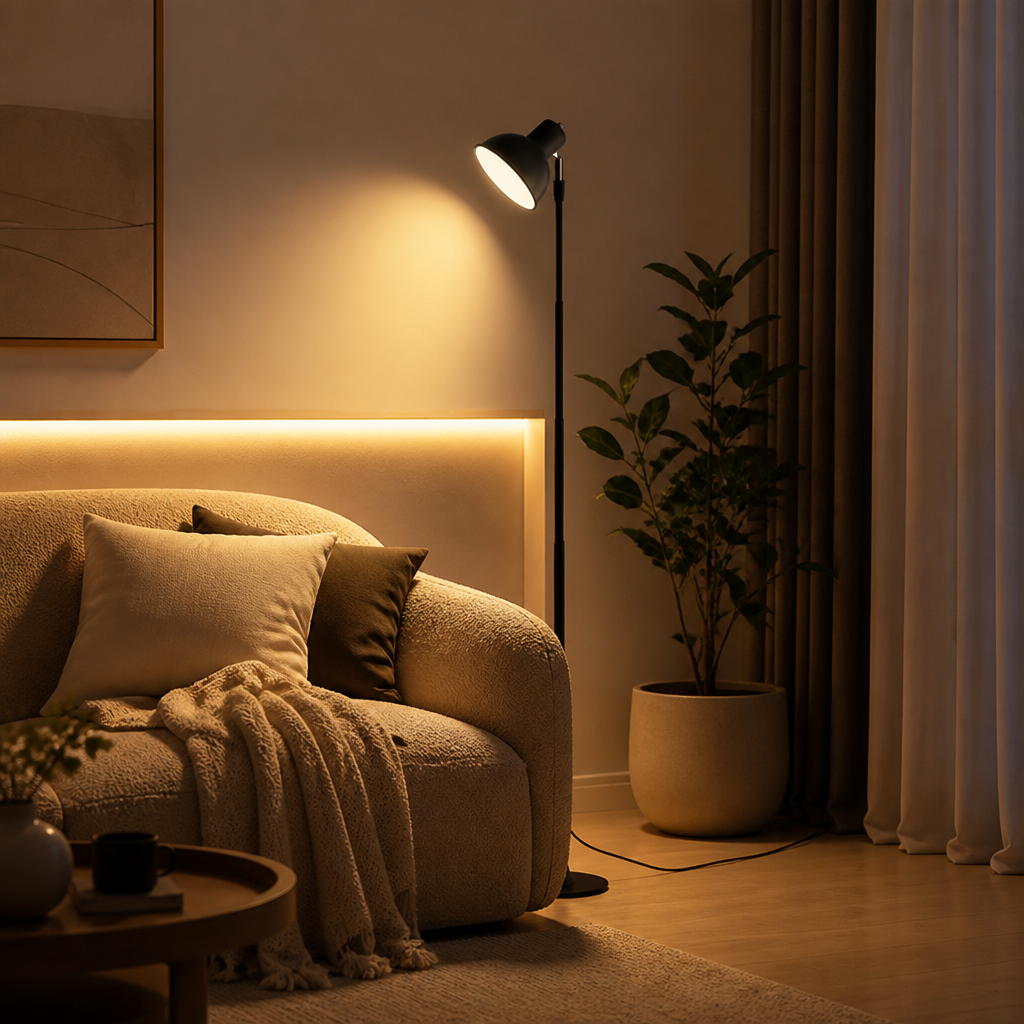 Minimalist Black Metal LED Adjustable Floor Lamp