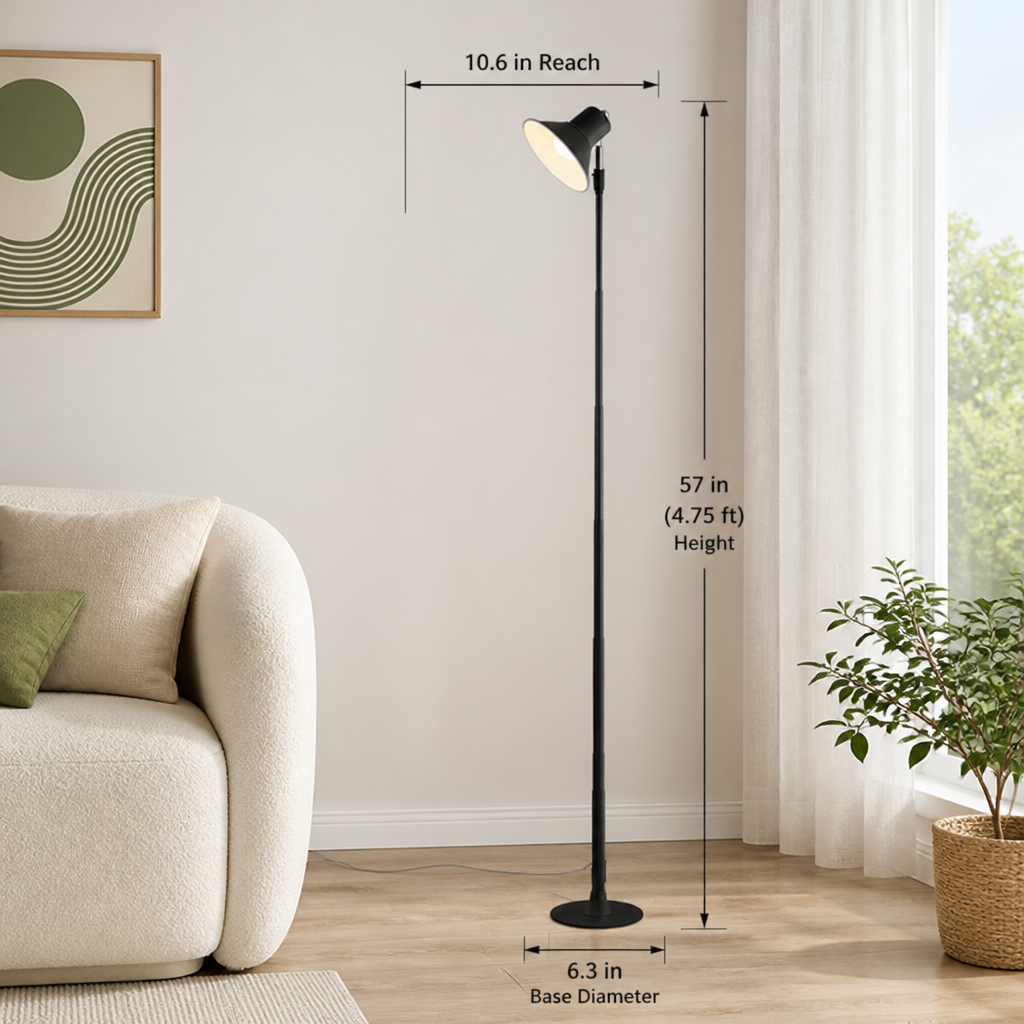 Minimalist Black Metal LED Corner Floor Lamp