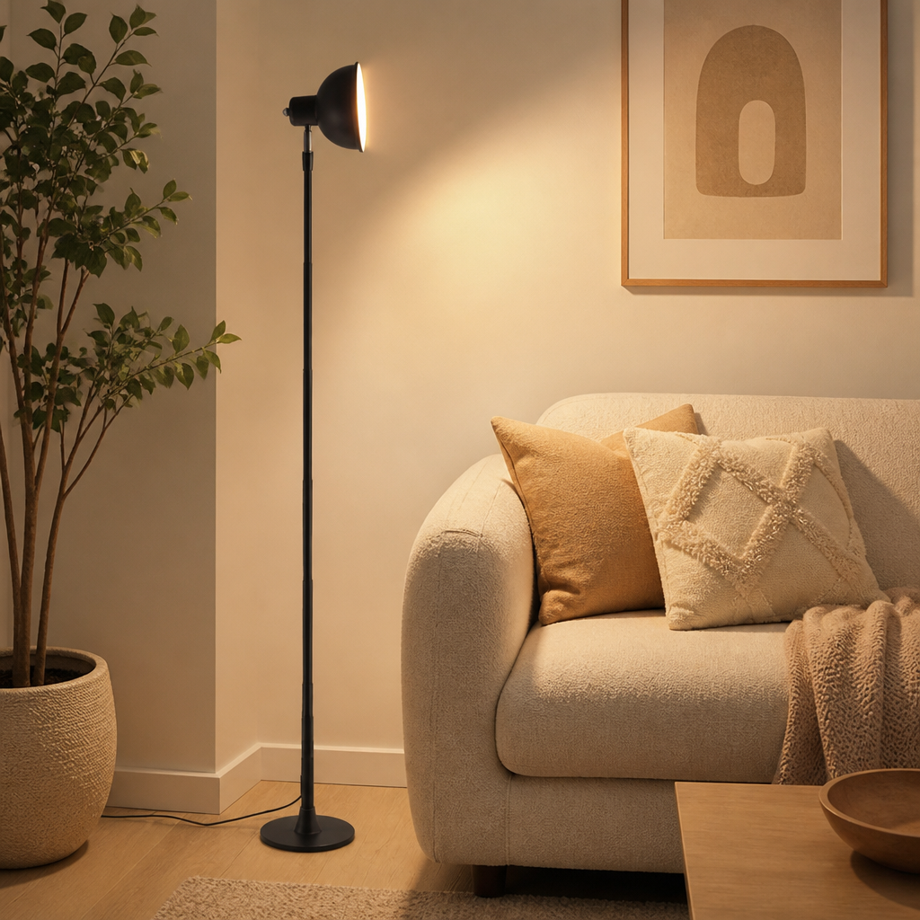 Minimalist Black Metal LED Corner Floor Lamp
