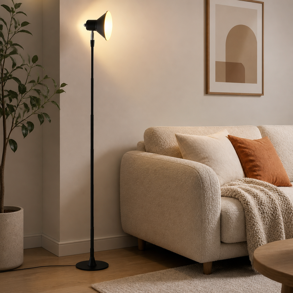Minimalist Black Metal LED Corner Floor Lamp
