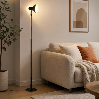 Minimalist Black Metal LED Corner Floor Lamp