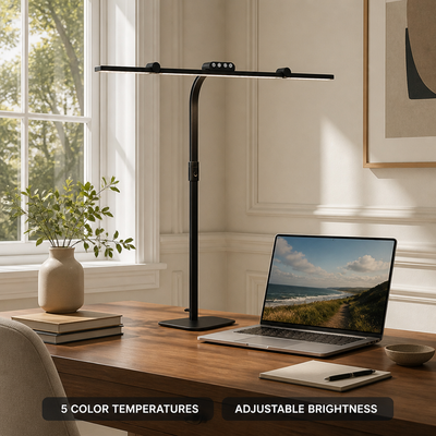 Minimalist Black Metal LED Multi-Head Desk Lamp