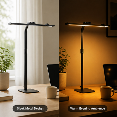 Minimalist Black Metal LED Multi-Head Desk Lamp