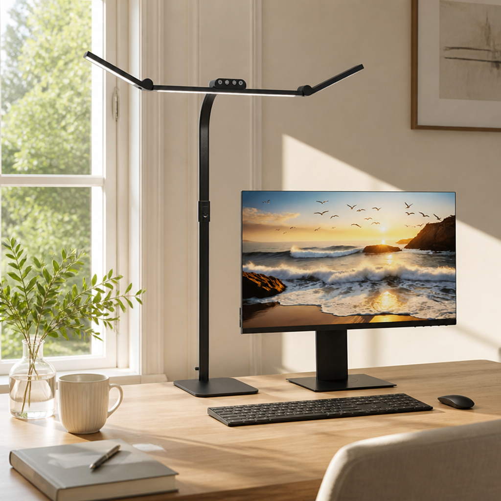 Minimalist Black Metal LED Multi-Head Desk Lamp