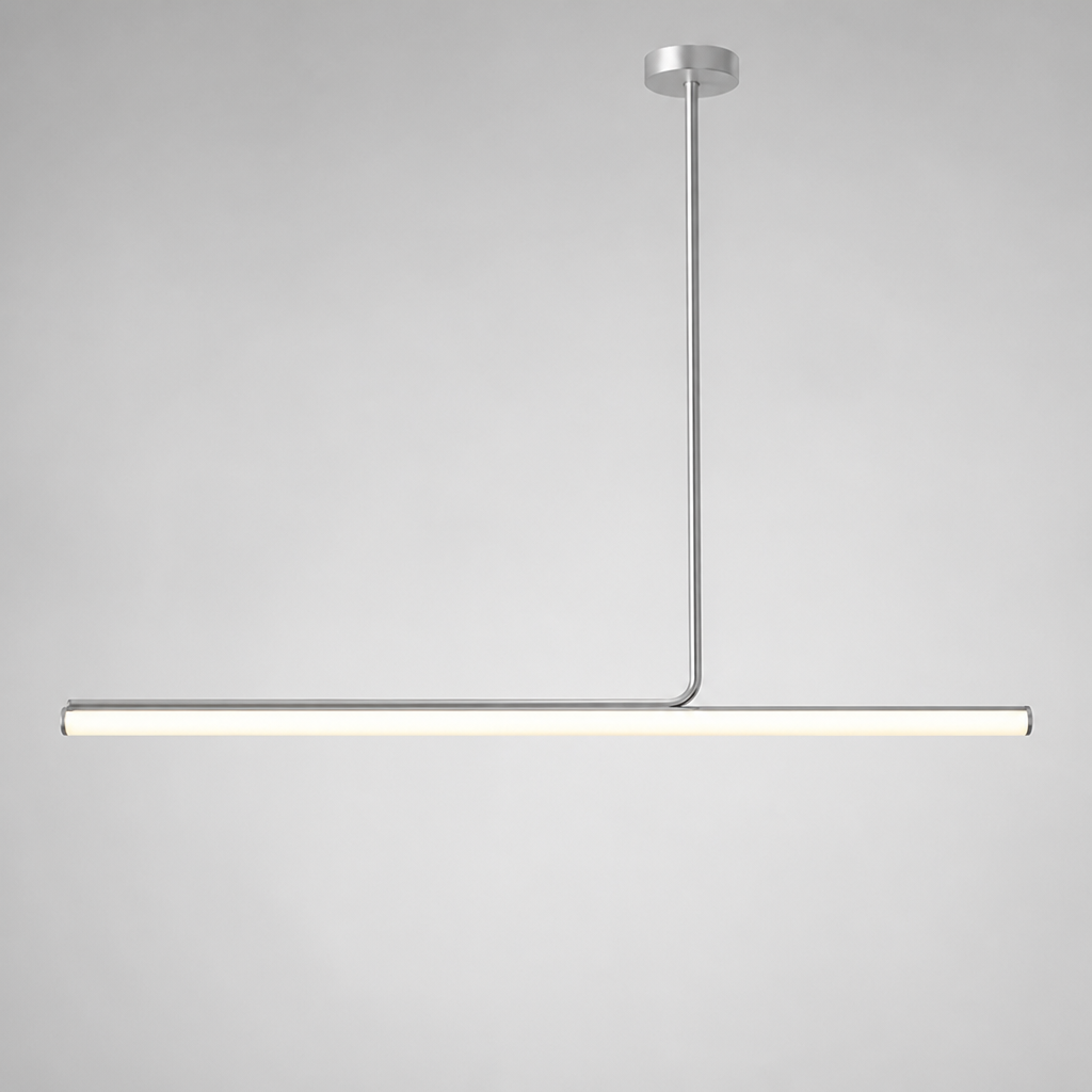 Minimalist Chrome LED Long Tube Pendant Light