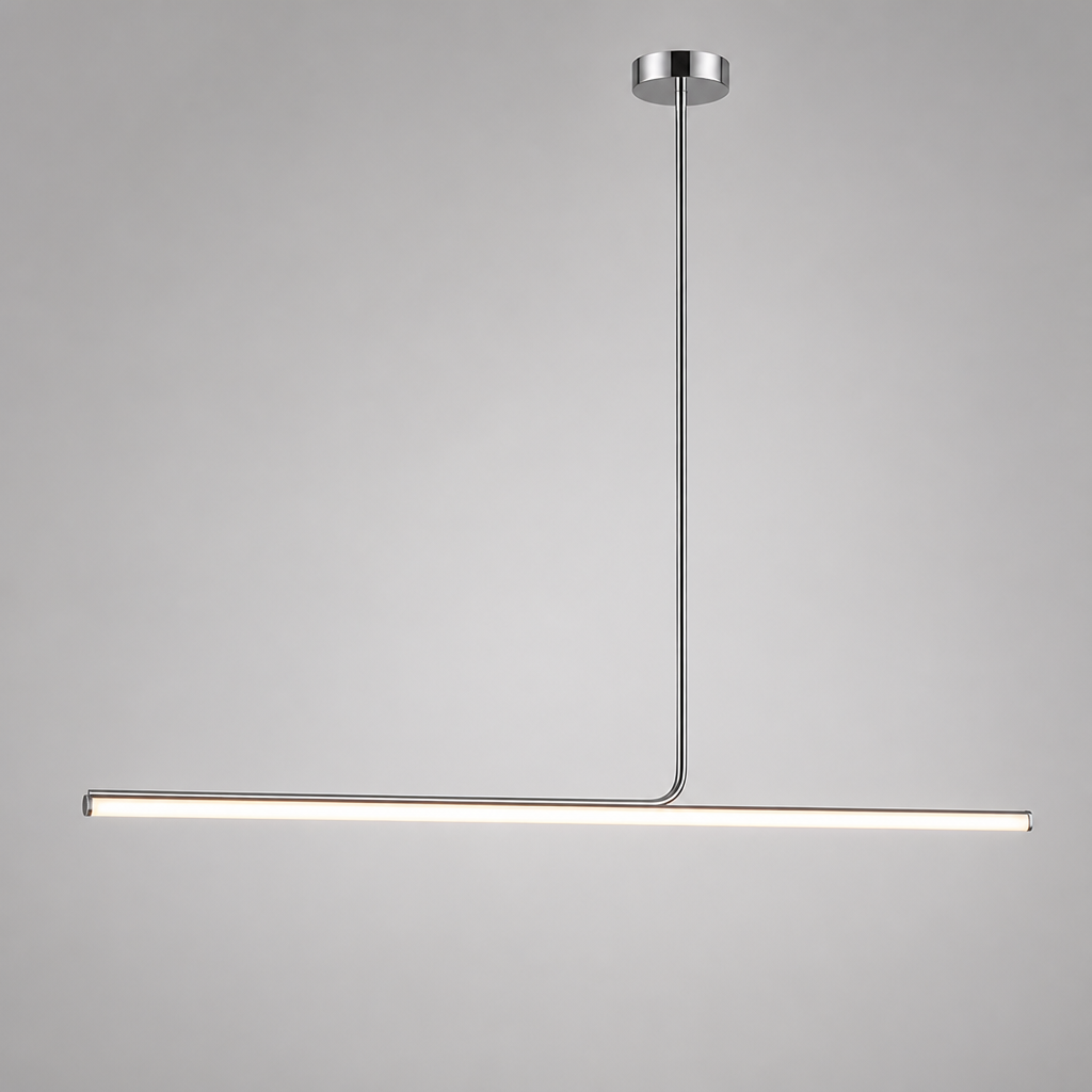 Minimalist Chrome LED Long Tube Pendant Light