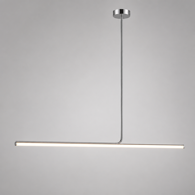 Minimalist Chrome LED Long Tube Pendant Light