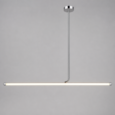 Minimalist Chrome LED Long Tube Pendant Light