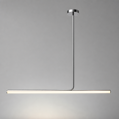 Minimalist Chrome LED Long Tube Pendant Light