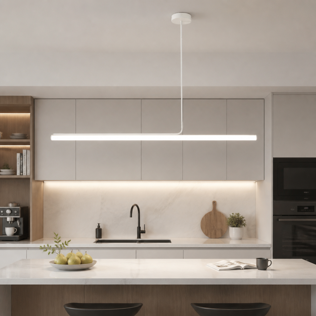 Minimalist Chrome LED Long Tube Pendant Light