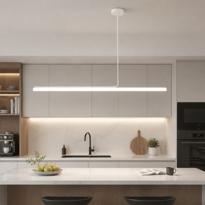 Minimalist Chrome LED Long Tube Pendant Light