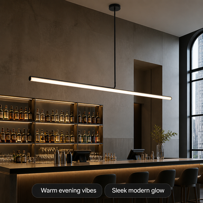 Minimalist Chrome LED Long Tube Pendant Light