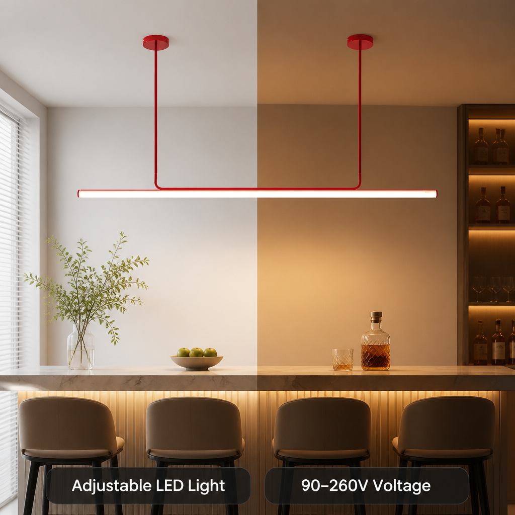 Minimalist Chrome LED Long Tube Pendant Light