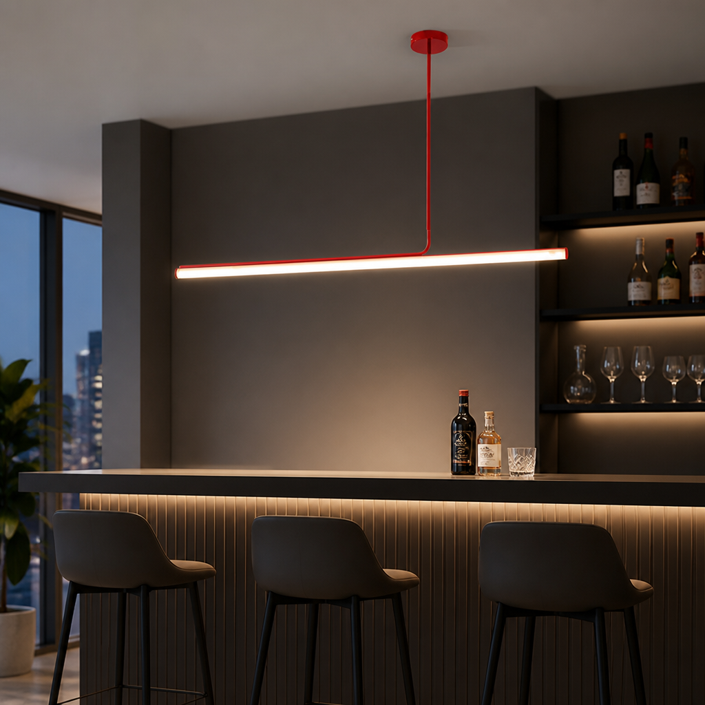Minimalist Chrome LED Long Tube Pendant Light