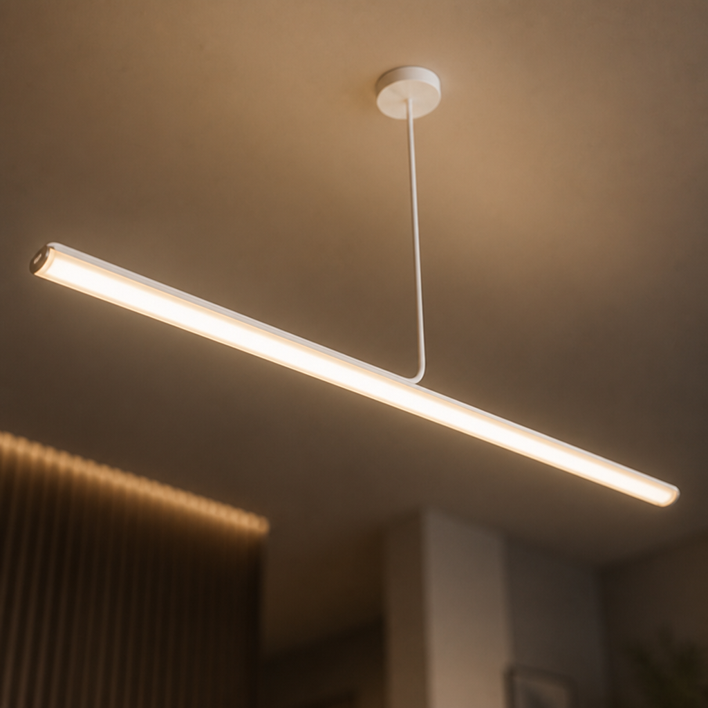 Minimalist Chrome LED Long Tube Pendant Light