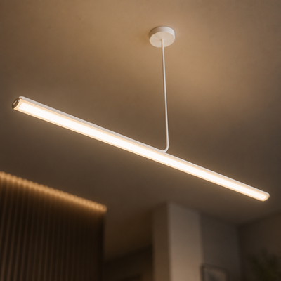 Minimalist Chrome LED Long Tube Pendant Light
