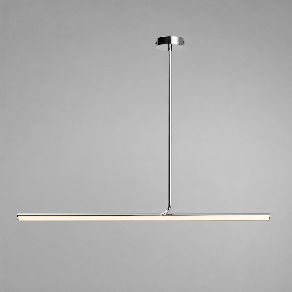 Minimalist Chrome LED Long Tube Pendant Light
