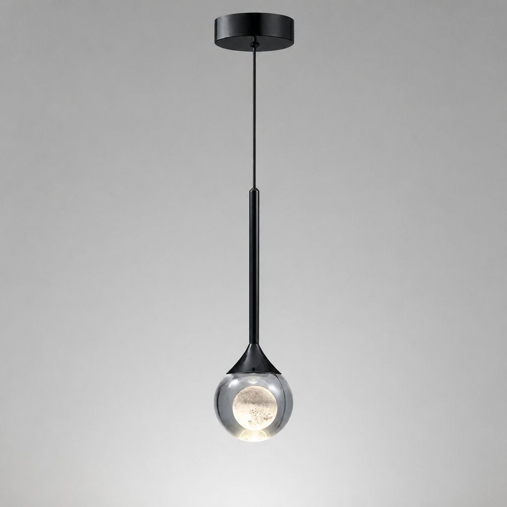 Minimalist Crystal LED Moon Pendant Light