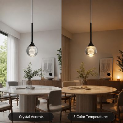Minimalist Crystal LED Moon Pendant Light