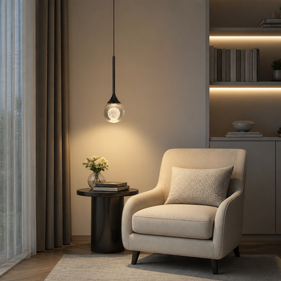 Minimalist Crystal LED Moon Pendant Light