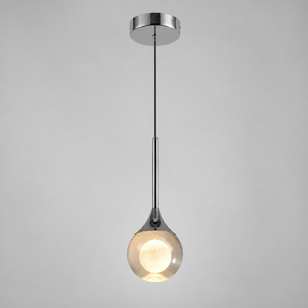 Minimalist Crystal LED Moon Pendant Light