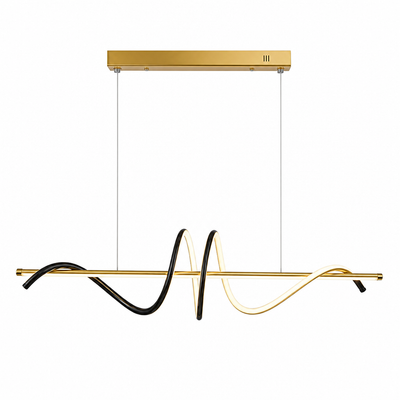 Minimalist Gold & Black LED Wave Pendant Light